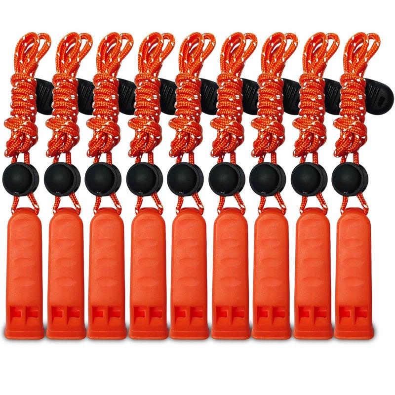 Amzonly Emergency Whistle, 120db+ Safety Whistle Survival Shrill Loud for Camping Hiking Hunting Boating Fishing Life Vest Jacket Rescue Signaling Kids Lifeguard 9 Pack - Image 1