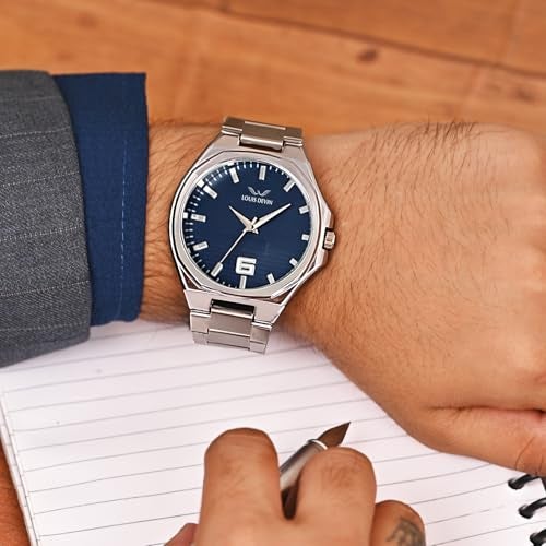 LOUIS DEVIN Stainless Steel Chain Analog Wrist Watch for Men (Blue Dial) | LD-G076-BLU-CH - Image 2