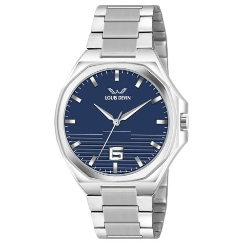 LOUIS DEVIN Stainless Steel Chain Analog Wrist Watch for Men (Blue Dial) | LD-G076-BLU-CH - Image 1