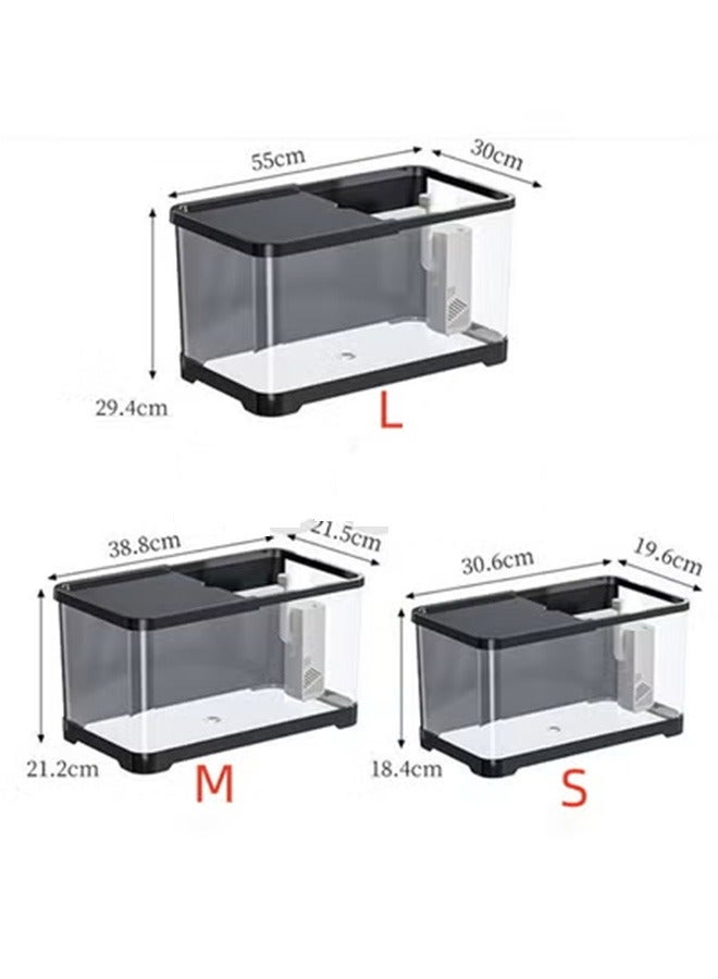 JCB CHIC Fish Tank, Aquarium Glass Betta Fish Tank Starter Kits Starter Kit with Self Cleaning Fish Tank Pump with Filteration, Oxygenation, Water Circulation, Lighting Betta Fish Aquarium with Decor, Gravel(L) - Image 2