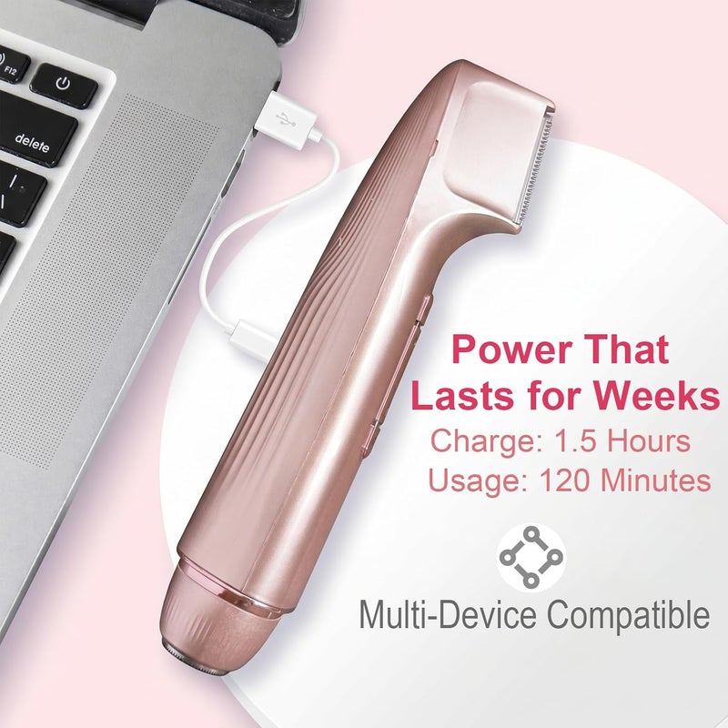 Telfun Hair Removal Epilators Bikini Trimmer for Women, Painless Waterproof Electric Foil Shaver Razors for Facial Leg Body Armpit, Ceramic Blade with USB Charging Dock, Travel Grooming Gifts for Her, Purple - Image 5