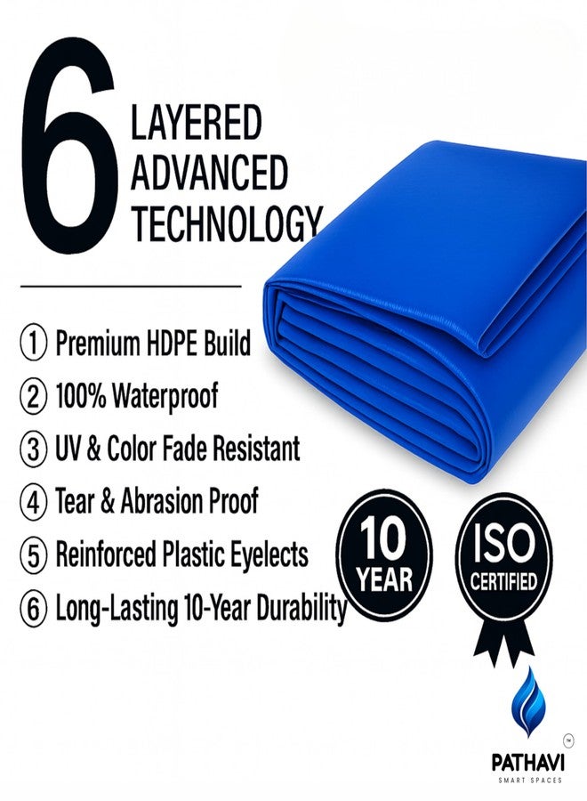 Pathavi Premium 12x10ft Blue Tarpaulin, Thadika, 120 GSM Virgin Tharpai Sheet, Heavy Duty Waterproof Tadpatri Cover with Reinforced Eyelets & UV Protection, Ideal for Trucks, Farms & Home Use, 1 Sheet - Image 4