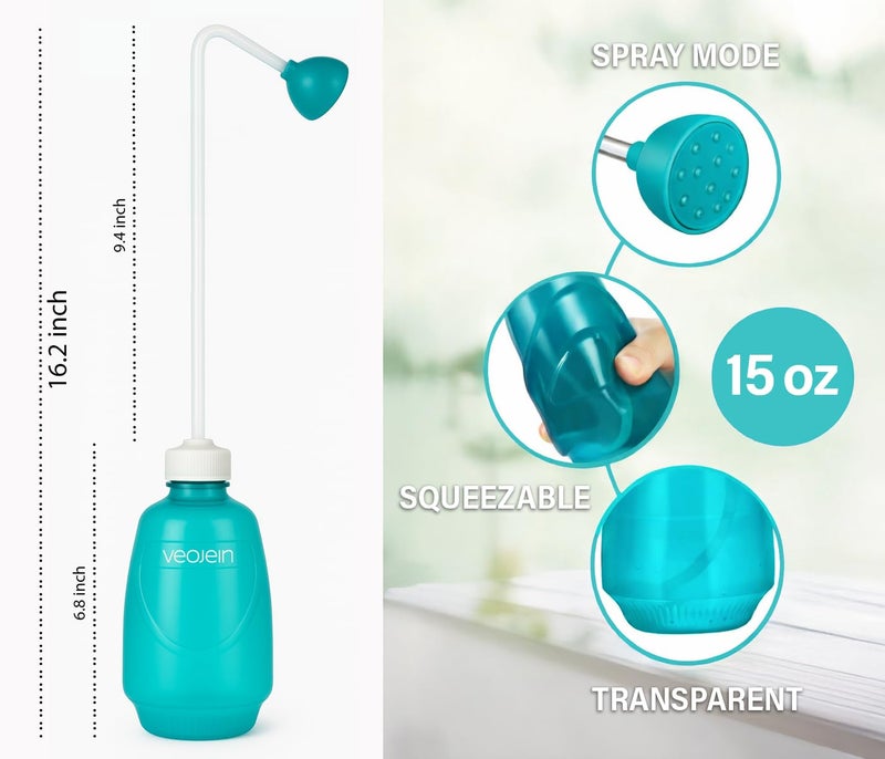 VEOJEIN Plant Watering Squeeze Bottle [16,2", Pack of 2], Long Spout Watering Can for Hanging Plants, Original Extended Design for Hard-to-Reach Plants Indoor & Outdoor Watering, 15 oz (Teal) - Image 2