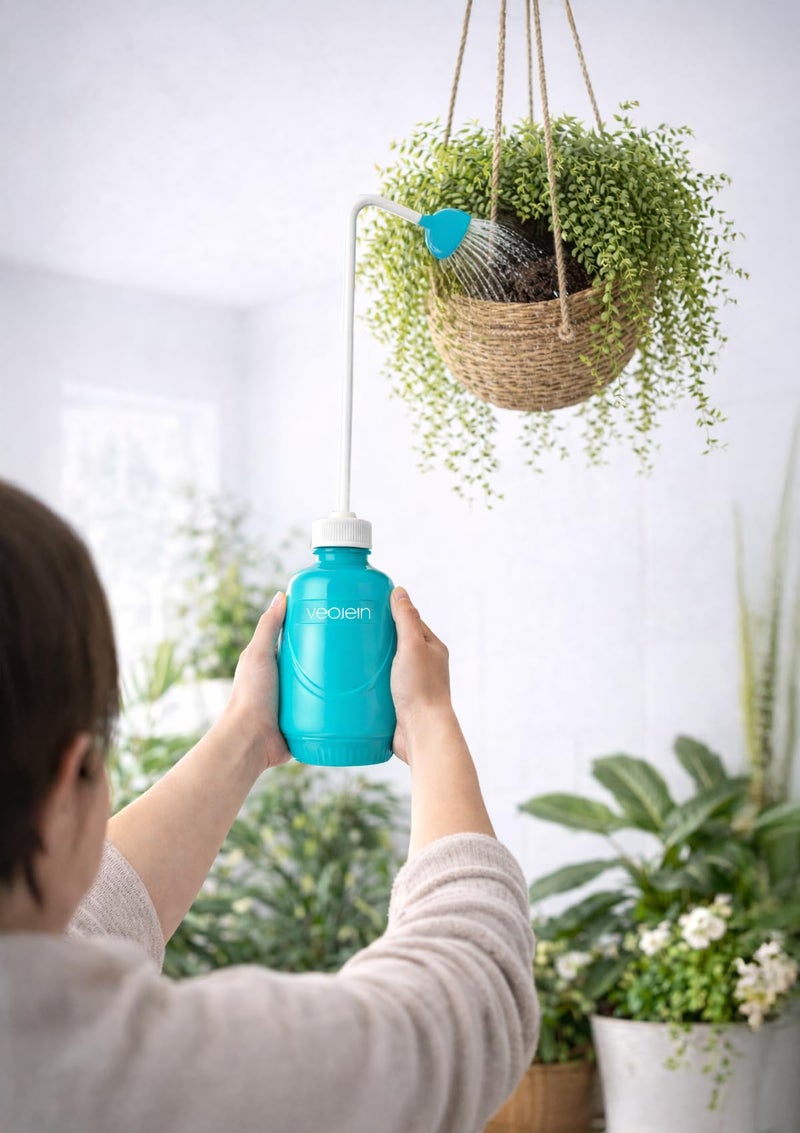 VEOJEIN Plant Watering Squeeze Bottle [16,2", Pack of 2], Long Spout Watering Can for Hanging Plants, Original Extended Design for Hard-to-Reach Plants Indoor & Outdoor Watering, 15 oz (Teal) - Image 5