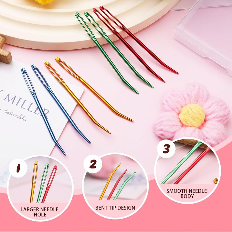 UOOU Yarn Needle, Tapestry Darning Needle for Yarn, Large Big Eye Crochet Needles with Storage Box for Knitting, Crocheting (Random Color) - Image 2