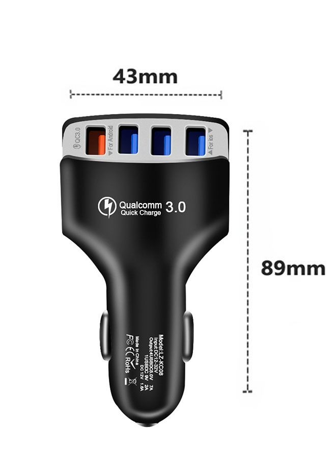 Qualcomm USB C Car Charger Fast Charge,Super Fast Cigarette Lighter USB Charger Adapter, 4 Port QC 3.0 Car Charger USB Fast Charging (Black) - Image 2