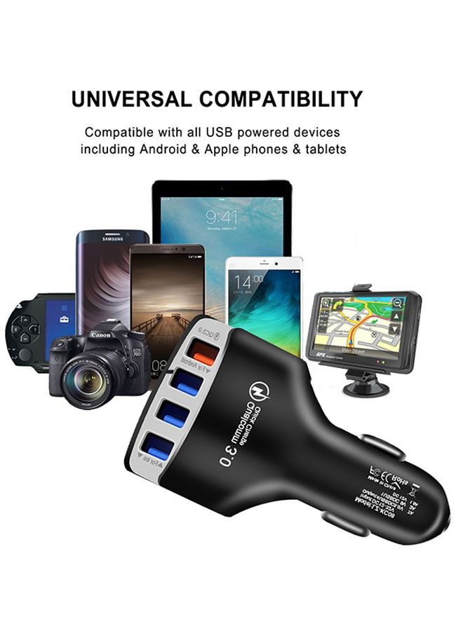 Qualcomm USB C Car Charger Fast Charge,Super Fast Cigarette Lighter USB Charger Adapter, 4 Port QC 3.0 Car Charger USB Fast Charging (Black) - Image 5