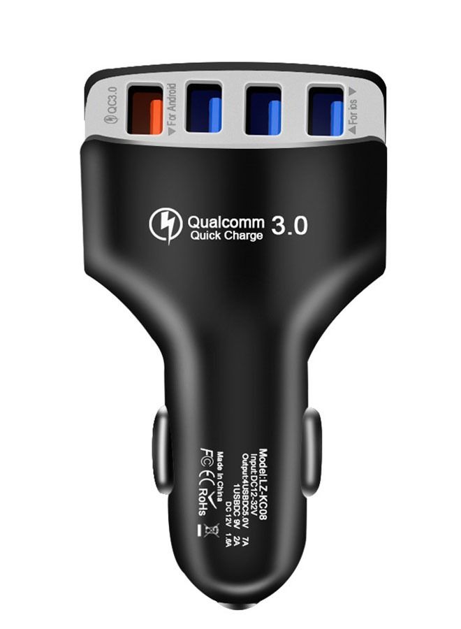 Qualcomm USB C Car Charger Fast Charge,Super Fast Cigarette Lighter USB Charger Adapter, 4 Port QC 3.0 Car Charger USB Fast Charging (Black) - Image 1