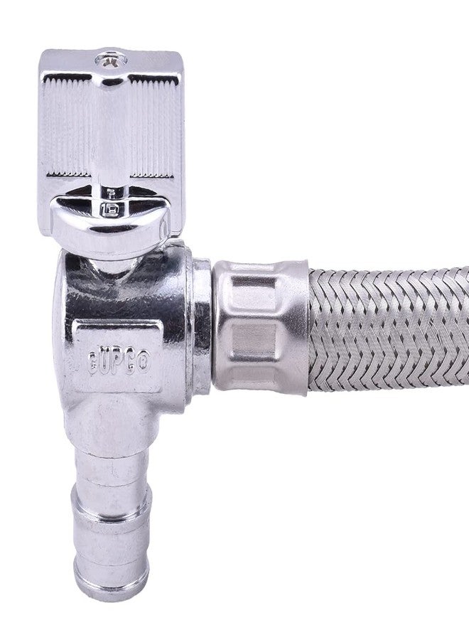 ال دي طقم موصلات الصنبور - 1/2 بوصة PPEX Ang × 1/2 بوصة FPT × 30 بوصة طول، صمام إغلاق F1960 EXP مع مجموعة رافعة خرطوم مضفر من الفولاذ المقاوم للصدأ بطول 30 بوصة للصنبور أو الحوض - LD (عبوة من قطعتين) - Image 2