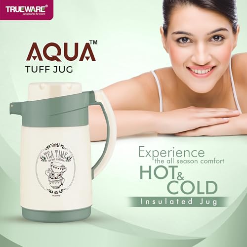 Trueware Aqua Jug Insulated Flask -1000 Ml | Insulated Tea Pot Kettle Inner Steel Outer Plastic | Hot & Cold | Food Grade Plastic | Lightweight BPA-Free | Wide Mouth Design | Ideal for Office, Travel - Image 2
