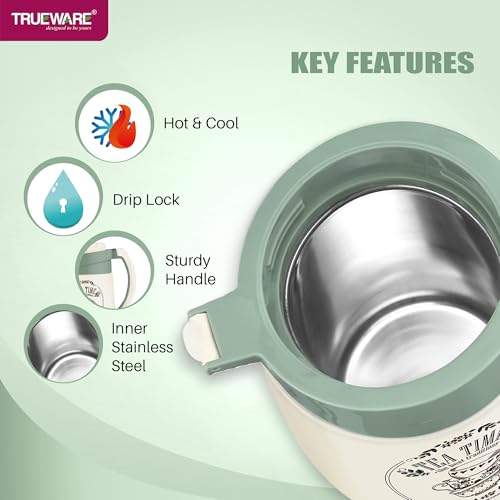 Trueware Aqua Jug Insulated Flask -1000 Ml | Insulated Tea Pot Kettle Inner Steel Outer Plastic | Hot & Cold | Food Grade Plastic | Lightweight BPA-Free | Wide Mouth Design | Ideal for Office, Travel - Image 3