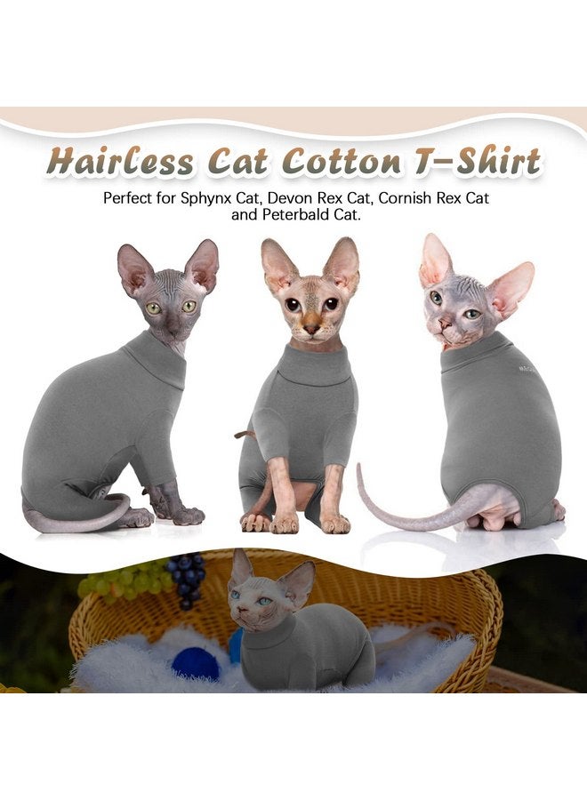 ROZKITCH ROZKITCH Hairless Cat Clothes, Breathable Soft Cat Jumpers for Cats Only, Cat Coat with Four Legs, Warm Cat Sweater Cat T-Shirt Cat Pajamas Jumpsuit Vest Cornish Rex, Devon Rex, Peterbald Grey S - Image 3