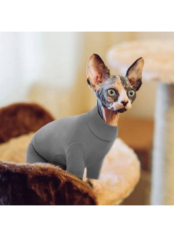 ROZKITCH ROZKITCH Hairless Cat Clothes, Breathable Soft Cat Jumpers for Cats Only, Cat Coat with Four Legs, Warm Cat Sweater Cat T-Shirt Cat Pajamas Jumpsuit Vest Cornish Rex, Devon Rex, Peterbald Grey S - Image 5