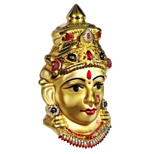 SRI YAGNAA وجه فَرَلاكسمي أَمَّا الزخرفي من النحاس 7 إنش F5 - Image 4