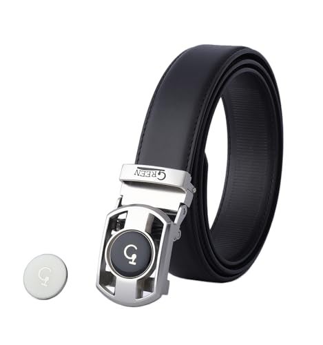 Litume Green Golf Ratchet Golf Belt for MenHoleless Design with Magnetic Enamel Ball Marker MicroAdjust Ratchet Buckle Nyrstar zinc alloy Versatile for Golf Daily WearBlack - Image 1