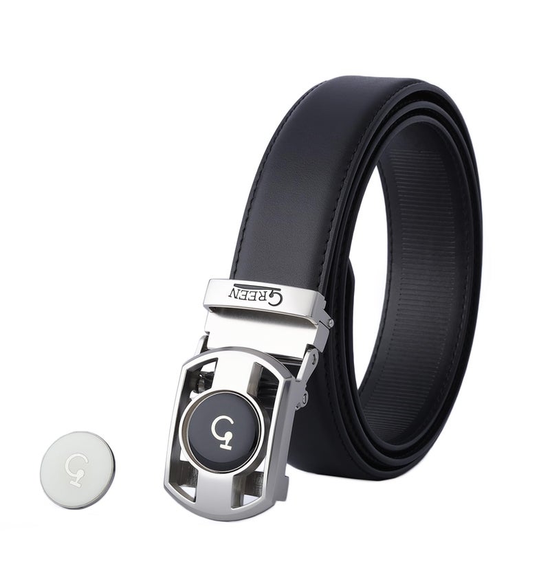 Litume Green Golf Ratchet Golf Belt for MenHoleless Design with Magnetic Enamel Ball Marker MicroAdjust Ratchet Buckle Nyrstar zinc alloy Versatile for Golf Daily WearBlack - Image 2