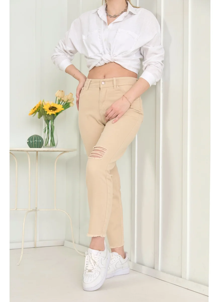 Tofisa 11603-BEIGE Gabardine Trousers
