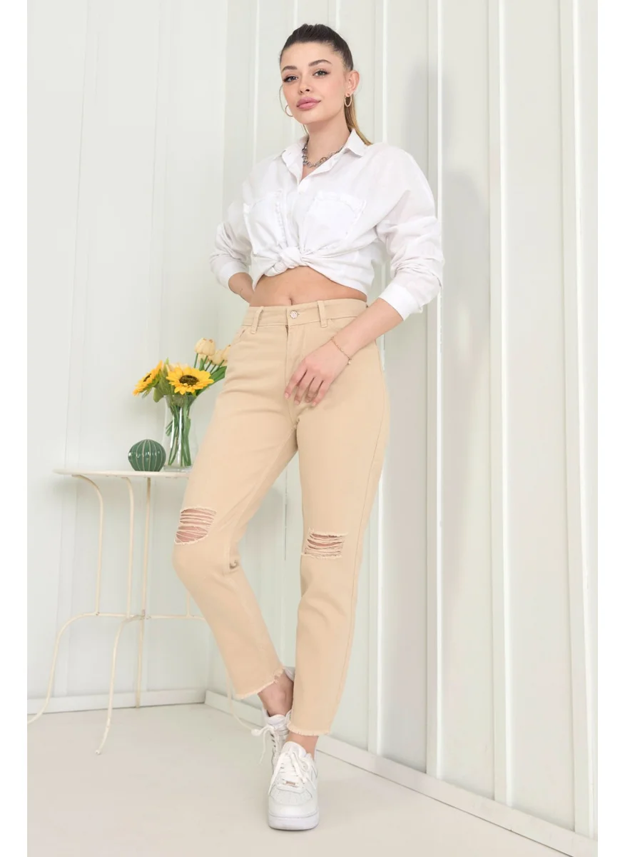 Tofisa 11603-BEIGE Gabardine Trousers