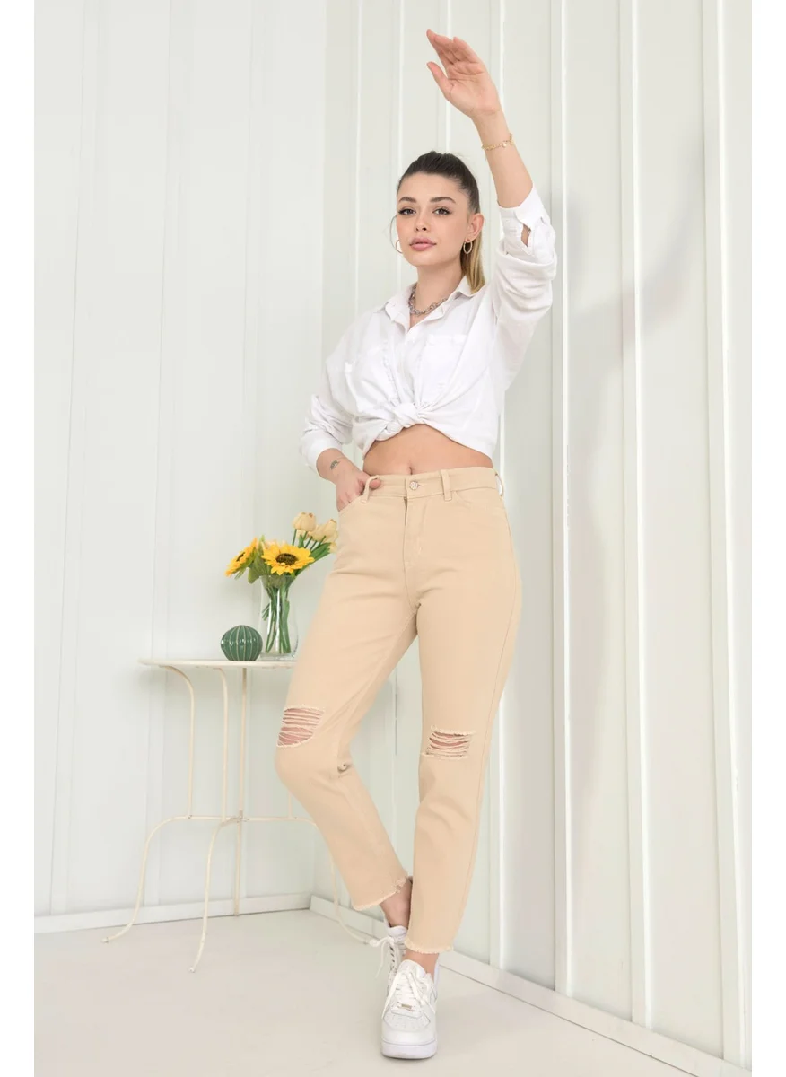 Tofisa 11603-BEIGE Gabardine Trousers