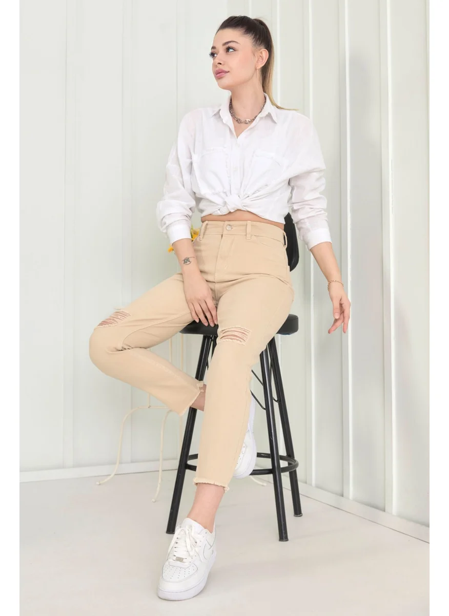 Tofisa 11603-BEIGE Gabardine Trousers