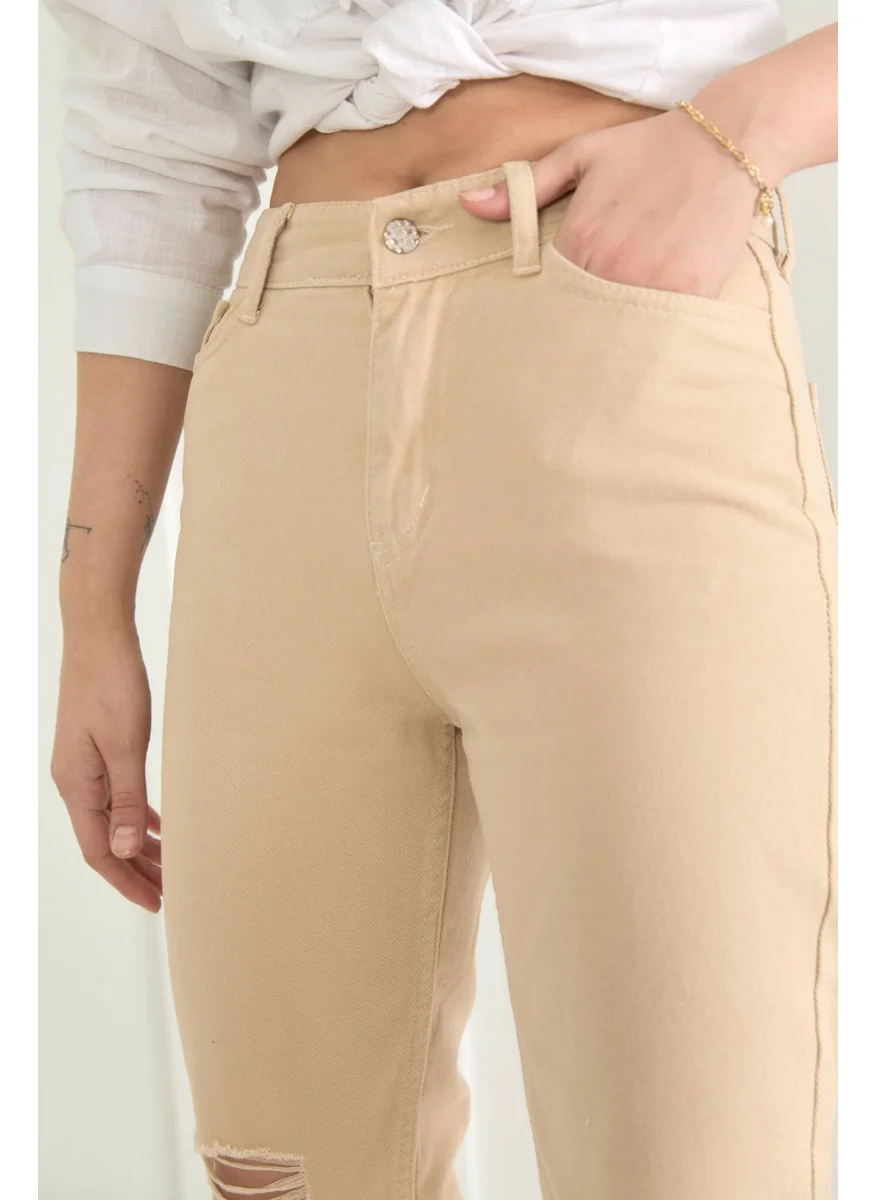 Tofisa 11603-BEIGE Gabardine Trousers