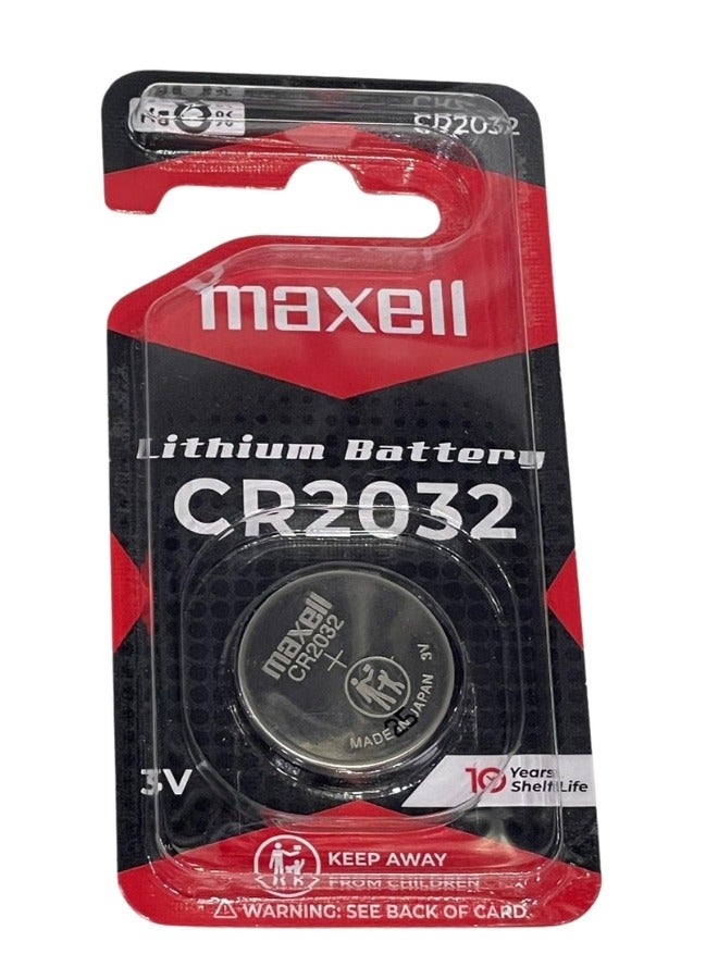 ماكسل 1 قطعة من بطاريات ماكسيل CR2032 ليثيوم، 3 فولت، خلية عملة (قطعة واحدة)