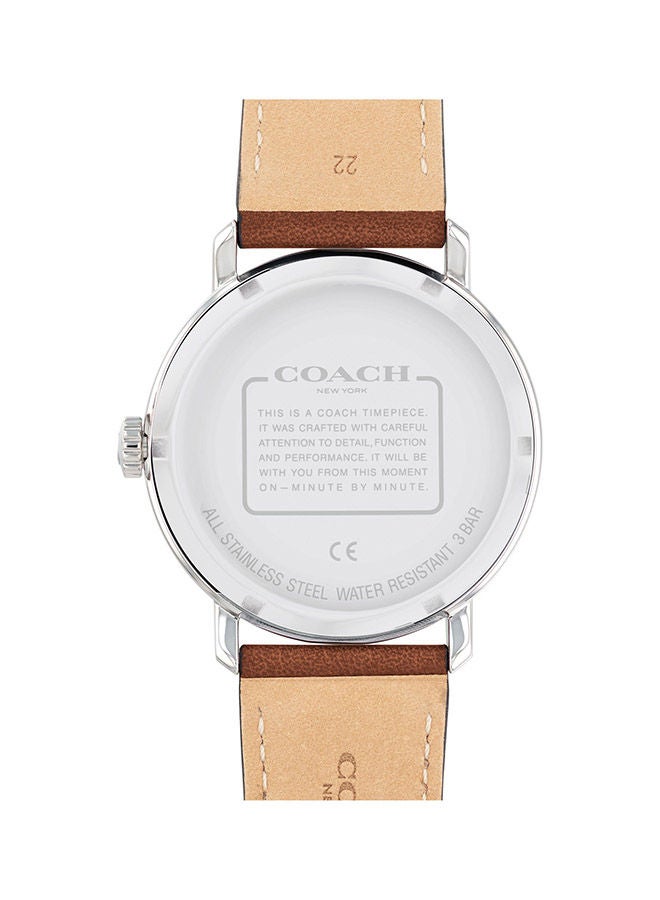 COACH - ساعة يد جلدية دائرية أنالوج بعقارب للرجال 14602546 - 42 ملم - Image 1