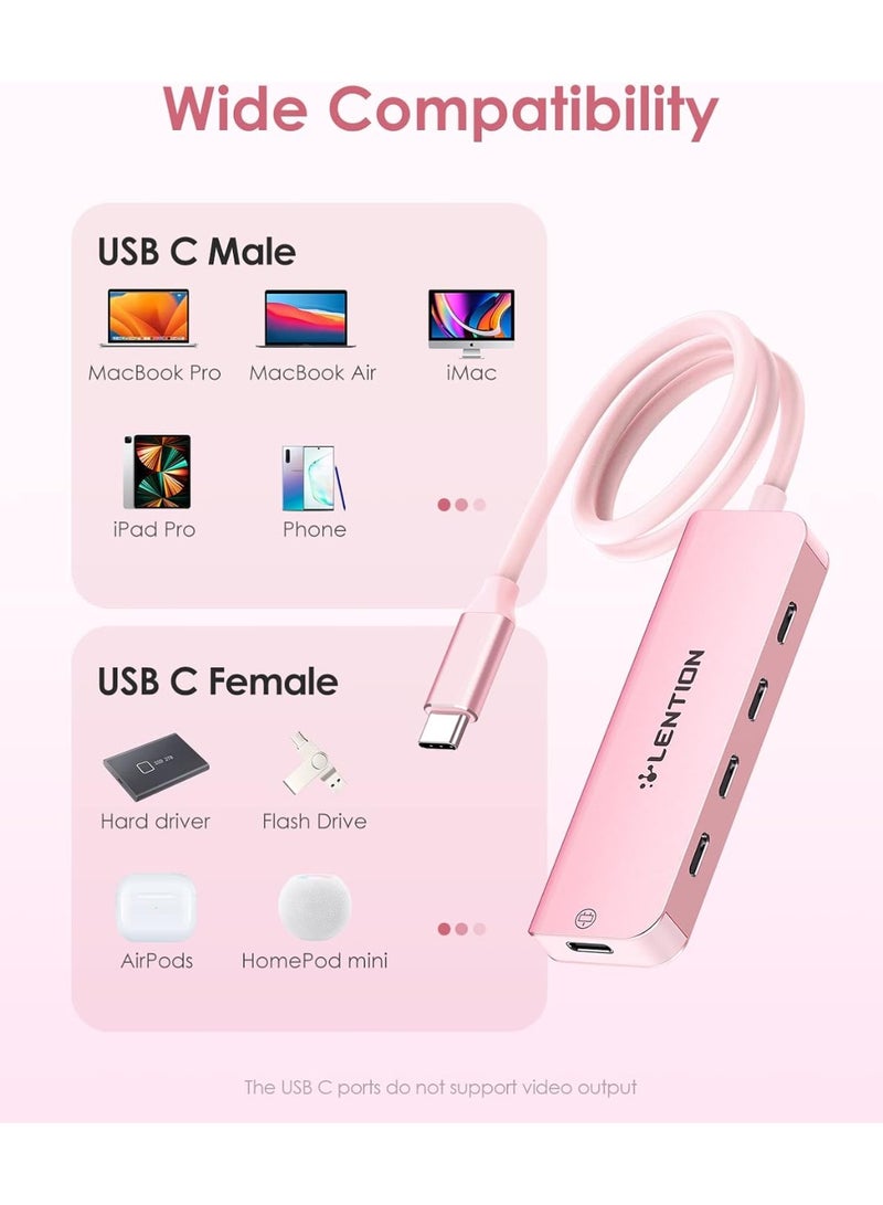 Lention LENTION USB C Hub, 2FT Long Cable USB C Hub Multiport Adapter, USB C Splitter, USBC hub, USB Type C Hub, USB C to USB C Hub with 4 USBC Port&Type C Power Supply Port for MacBook Pro/Mac Air/iMac, More  - Image 5