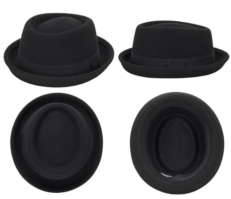 Vikodah Womens Mens Wool Felt Pork Pie Hat - Fedora Hat Vintage Noble Crushable Boater Hat Derby Hats Panama Hats S/M - Image 2