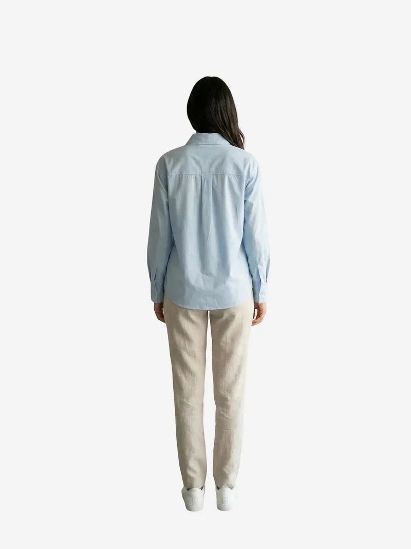 My Fashion Baby Blue MY FASHION Long Cotton Textured Shirt for Women | Best Price UAE