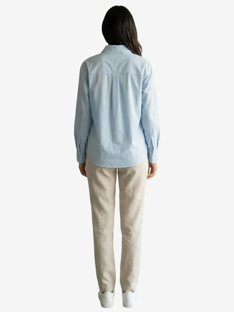 My Fashion Baby Blue MY FASHION Long Cotton Textured Shirt for Women | Best Price UAE