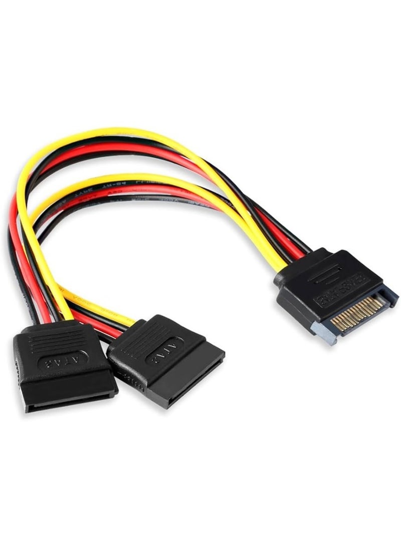 SATA 15-Pin Power Adapter Cable, SATA 15 Pin Male to SATA 15 Pin Female Power Y-Splitter Extension Cable SATA to SATA Connector (15CM) - Image 1