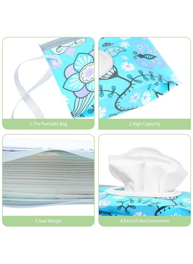 Fulushouxi Baby Wipes Dispenser, 2 Pcs Travel Baby Wipe Holder, Refillable Baby Wet Wipe Pouch, Reusable Baby Wipes Container, Portable Baby Wipe Dispenser, Wipe Bags for Travel, blue purple Floral - Image 3