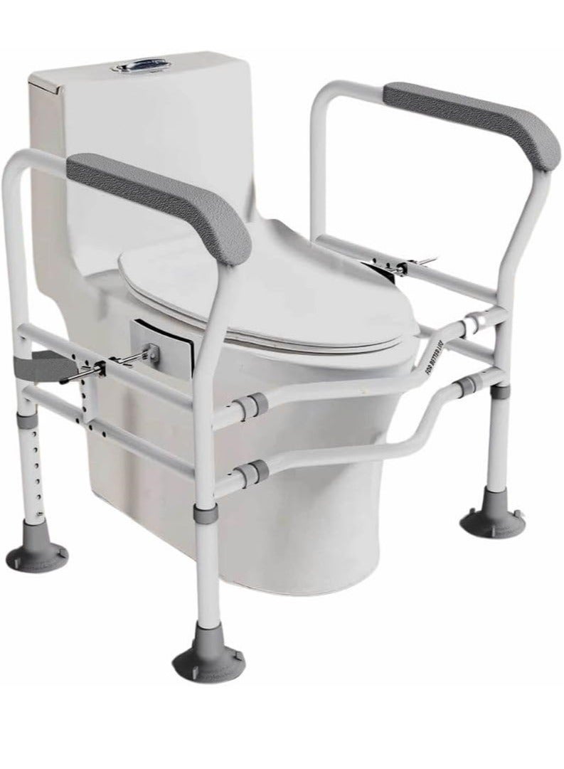 Fordeal Upgraded Toilet Safety Frame With Reinforced Support Safe and Strong for Elderly and Disabled With Adjustable Width Non-Slip Toilet Safety Handrail Enhances Stability and Comfort With 4 Suction Pads and Rotatable Clip - Image 2