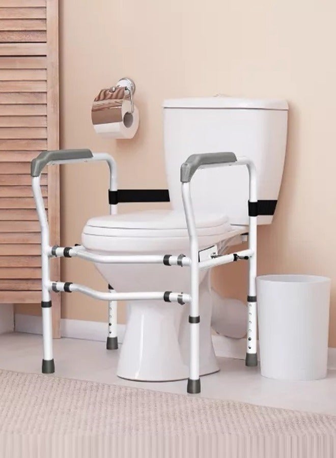 Fordeal Upgraded Toilet Safety Frame With Reinforced Support Safe and Strong for Elderly and Disabled With Adjustable Width Non-Slip Toilet Safety Handrail Enhances Stability and Comfort With 4 Suction Pads and Rotatable Clip - Image 4