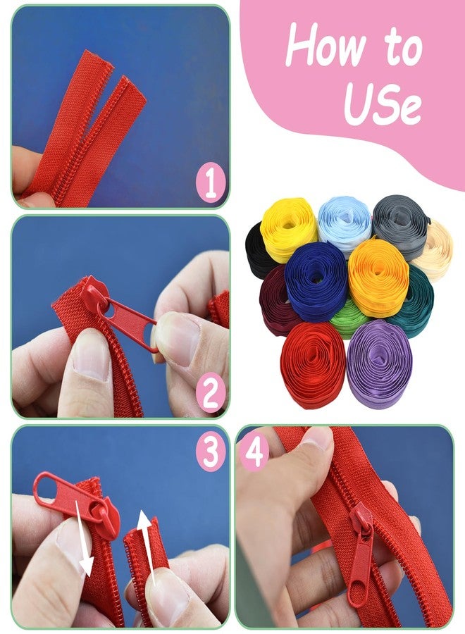 Renashed سحابات خياطة ريناشيد 42 ياردة 14 قطعة #5 من النايلون المتنوع الألوان مع 112 رأس سحب للقيام بالأعمال اليدوية والخياطة والملابس والحقائب والحقائب، 14 لون - Image 5