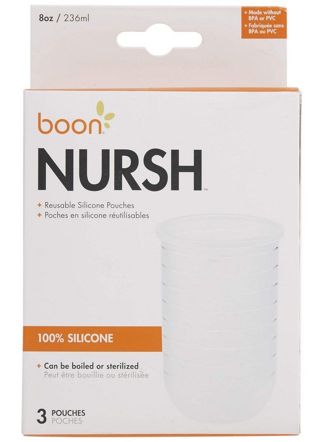 BOON Nursh Reusable Silicone Replacement Pouch Airfree Feeding 3 Months And Up 8 Ounce (Pack Of 3) - Image 5
