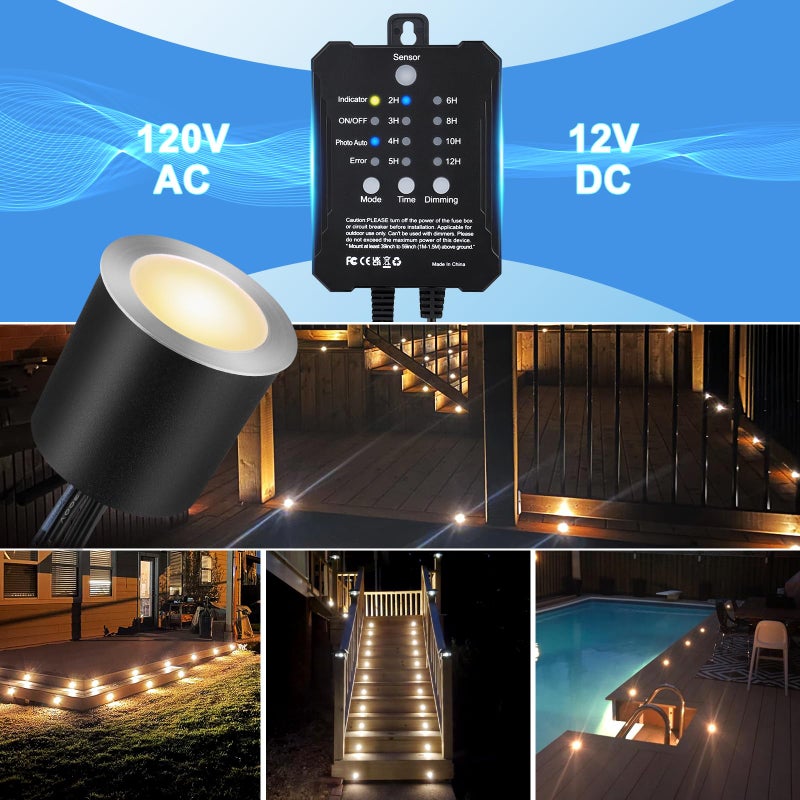 SMY Lighting Dimmable LED Deck Lights with Timer and Photocell Sensor and Protecting Shell Ï†32mm,20Pack Outdoor LED Smart Deck Lighting IP67 Waterproof for Garden,Yard Stair, Patio, Floor Decoration - Image 3