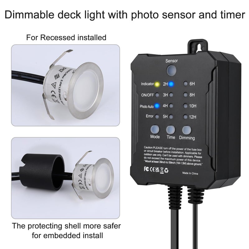 SMY Lighting Dimmable LED Deck Lights with Timer and Photocell Sensor and Protecting Shell Ï†32mm,20Pack Outdoor LED Smart Deck Lighting IP67 Waterproof for Garden,Yard Stair, Patio, Floor Decoration - Image 2