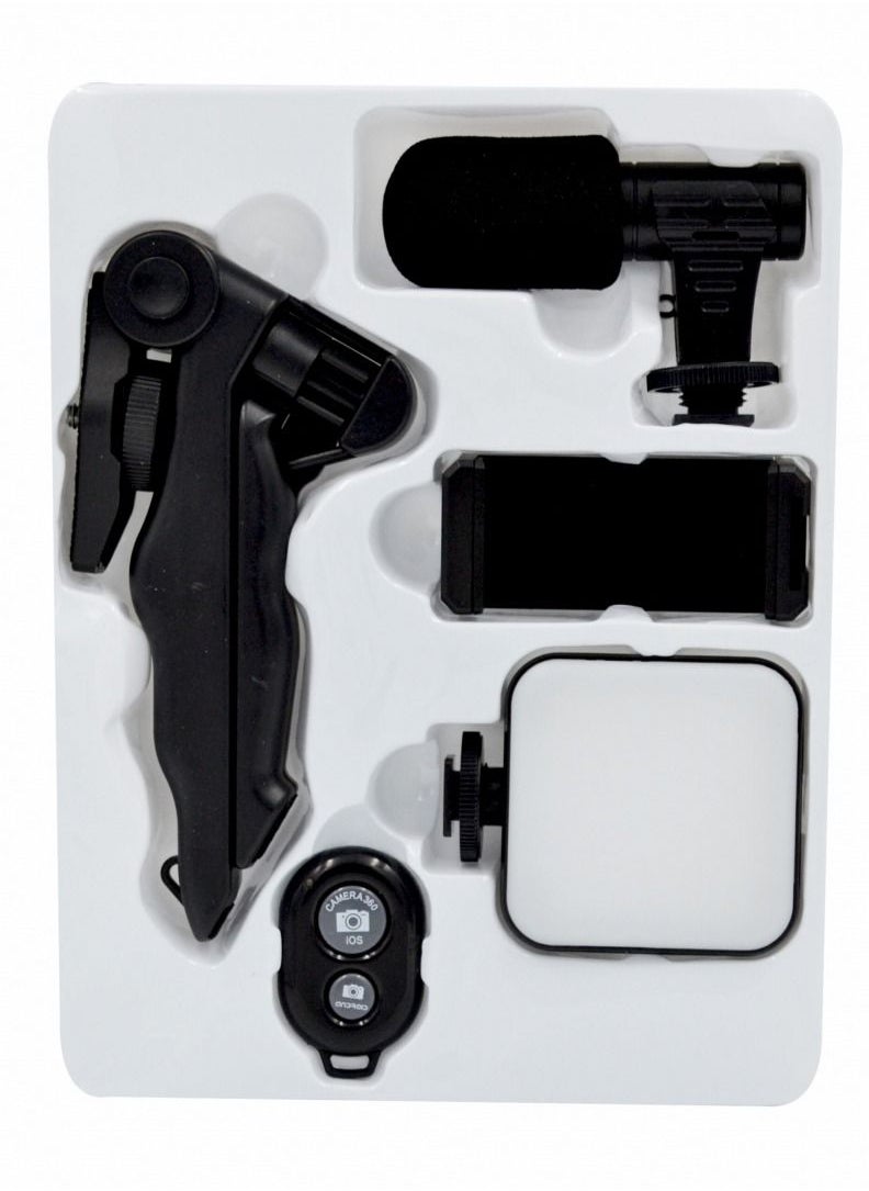ماركة غير محددة - ملحقات AY-49 Video Vlog Kit: حامل ثلاثي للهاتف ، حامل هاتف ، ضوء LED وميكروفون بندقية - Image 1