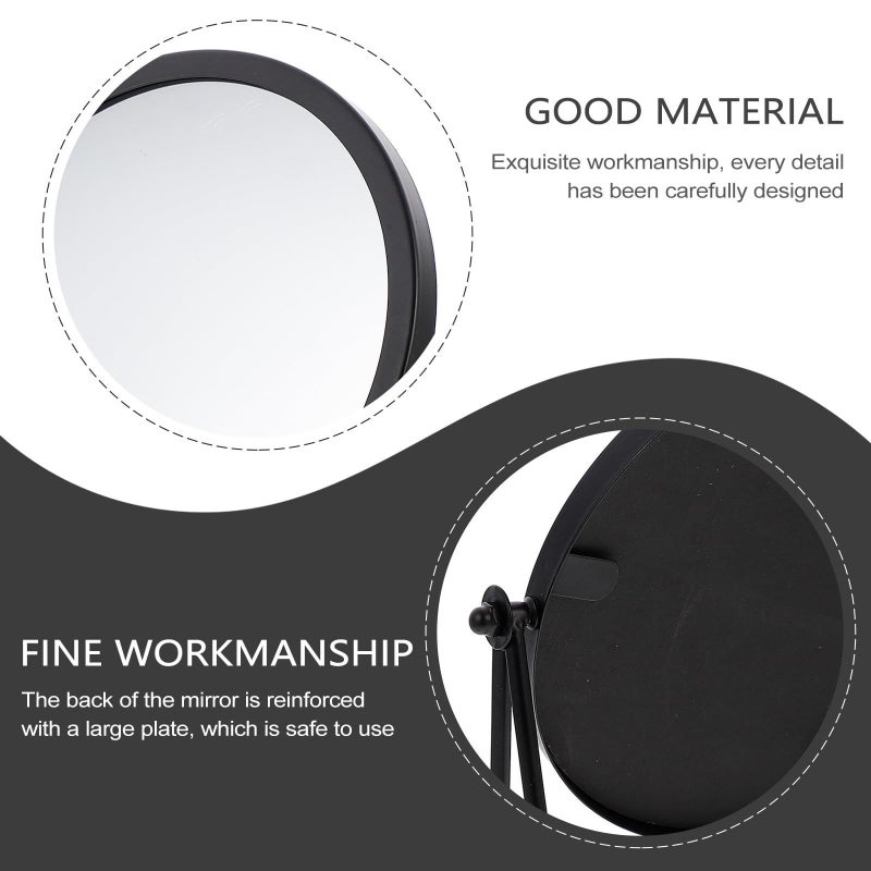 Black Swivel Makeup Mirror Desktop Vanity Mirror With 360 Rotation Compact Size - Image 4