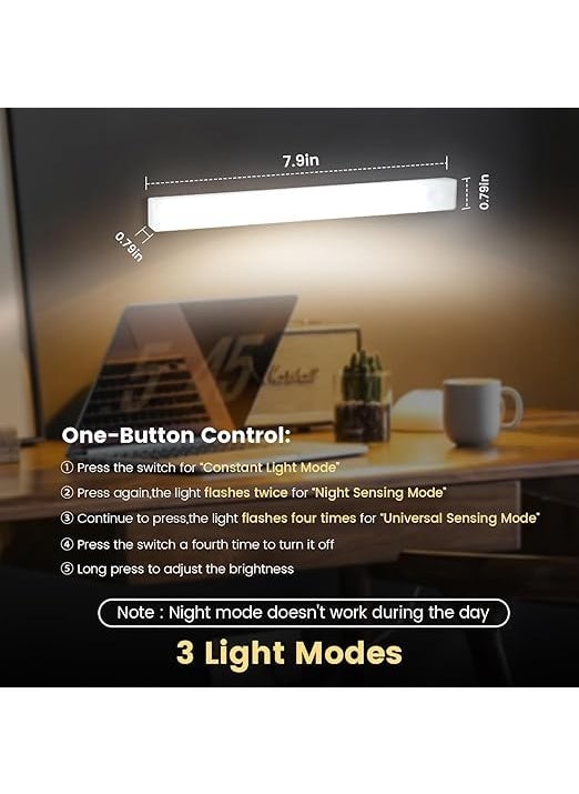 ENNCOZY ENNCOZY Motion Sensor Under Cabinet Lights with Magnetic LED Rechargeable 8 Inch Under Counter Closet Lights for Wardrobe Cupboard Kitchen Sensor Magnetic Light Pack 3  - Image 4