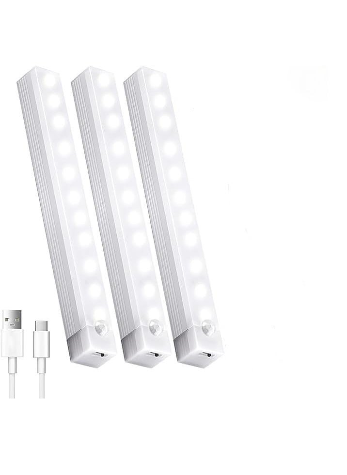 ENNCOZY ENNCOZY Motion Sensor Under Cabinet Lights with Magnetic LED Rechargeable 8 Inch Under Counter Closet Lights for Wardrobe Cupboard Kitchen Sensor Magnetic Light Pack 3  - Image 1