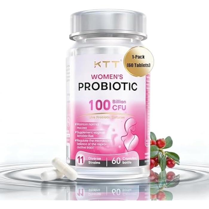 KTT Probiotics for Women, 100 Billion CFU, 11 Strains, Vaginal & Gut Health Support, Daily Feminine Microbiome Balance, Delayed Release, Shelf Stable, Non-GMO, Gluten Free, 60 Capsules - Image 1