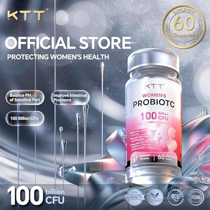 KTT Probiotics for Women, 100 Billion CFU, 11 Strains, Vaginal & Gut Health Support, Daily Feminine Microbiome Balance, Delayed Release, Shelf Stable, Non-GMO, Gluten Free, 60 Capsules - Image 4