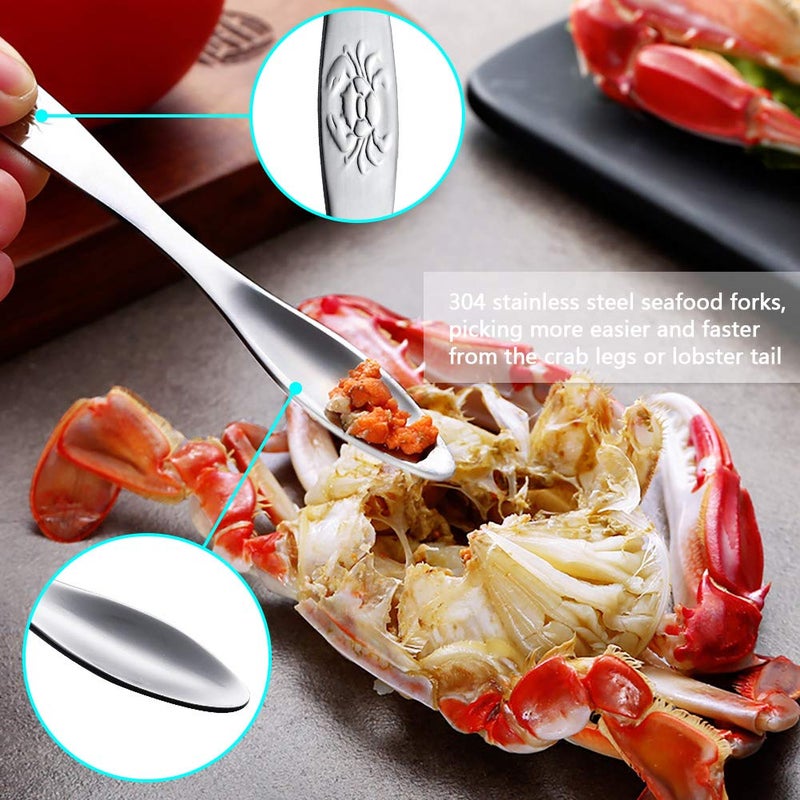 TORINALITAL Crab Leg Crackers and Tools - Lobster Crackers and Picks Set Shellfish Crab Claw Cracker Stainless Steel Seafood Crackers & Forks - lobster tools for eating - Image 3