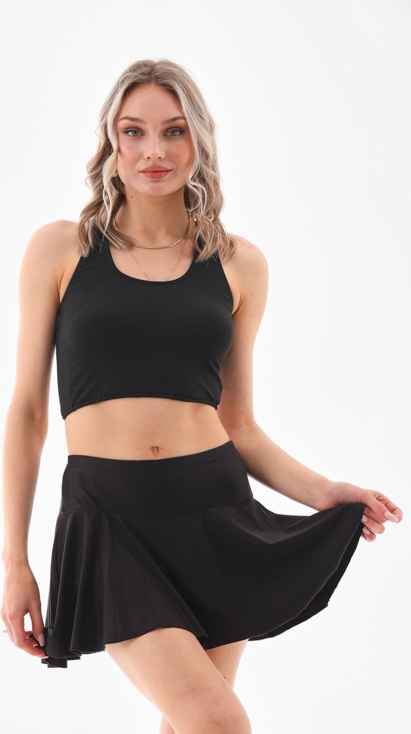 Segiza Shorts Skirt Crop Swimsuit Black 