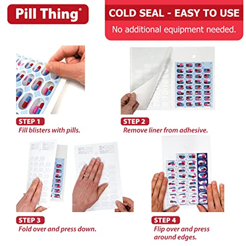 pill thing Monthly Pill Organizer Cold Seal Medication Blister Cards – DIY Pharmacy Pill Packaging for Medication, Disposable, Easy to Use, Just Fill and Seal (31 Day-6 Packs) - Image 3