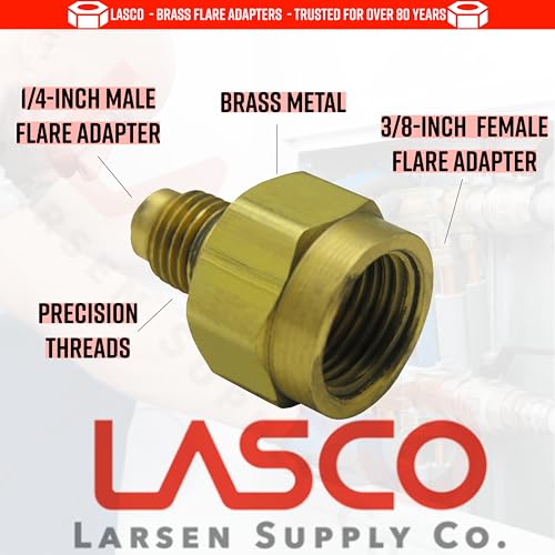 LASCO 17-5829 3/8-Inch Female Flare by 1/4-Inch Male Flare Brass Adapter - Image 2
