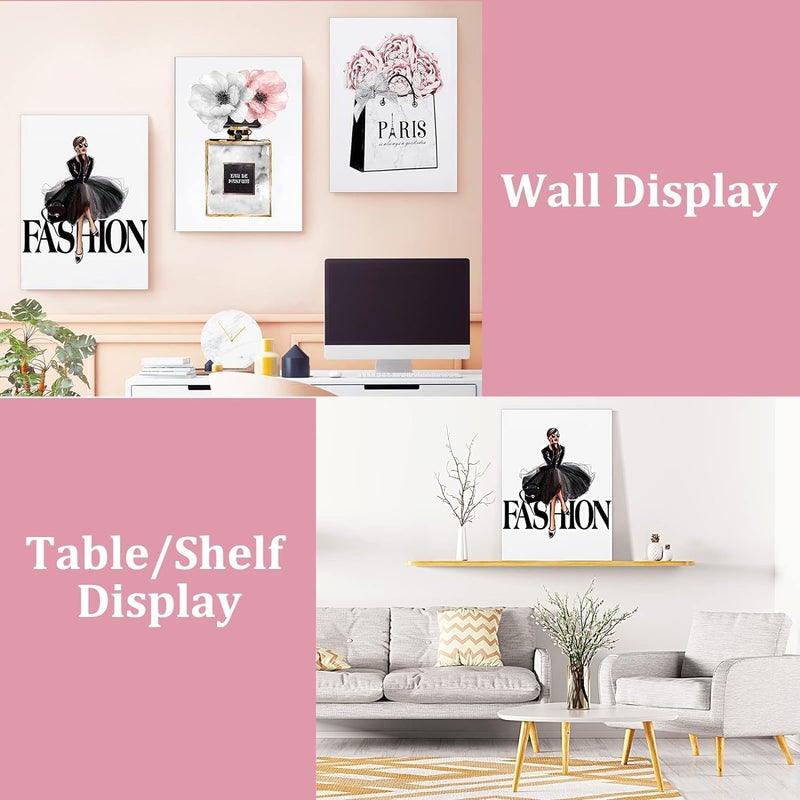 ARS Framed Women Fashion Canvas Wall Art for Girls Bedroom Decor, Pink Flower Modern Poster, Perfume Handbag Prints Watercolor Pictures Room Décor. Set of 3.Size Available - Image 5